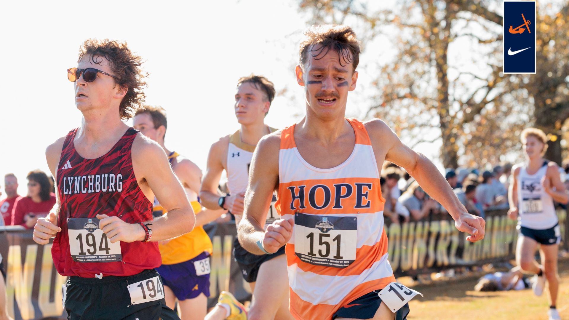 Lucas Guidone strives to pass a Lynchburg runner.