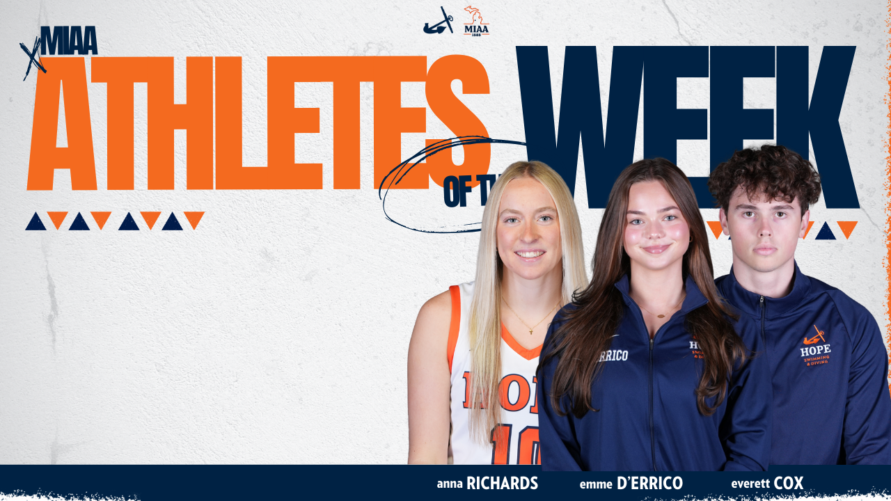 Three Hope student-athletes pose for portraits.