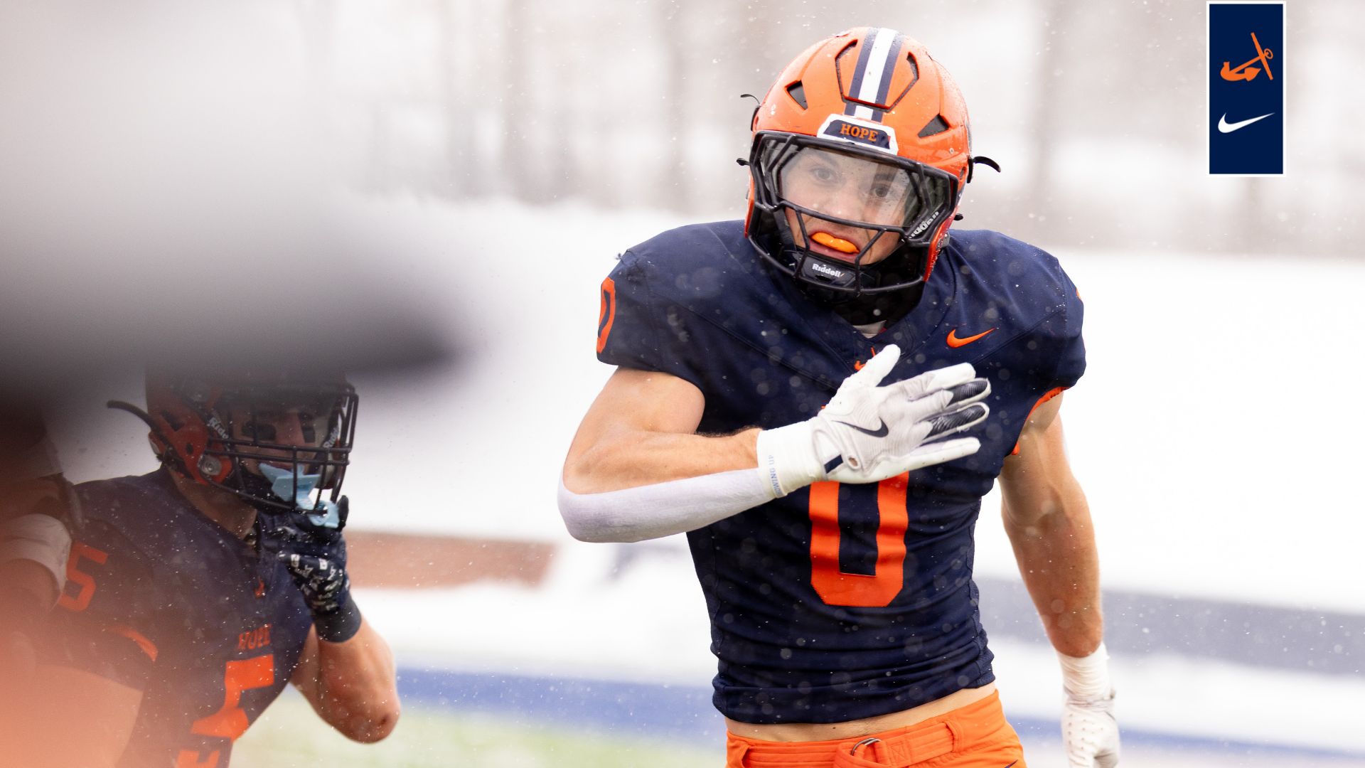 Liam Danitz celebrates after a stop.