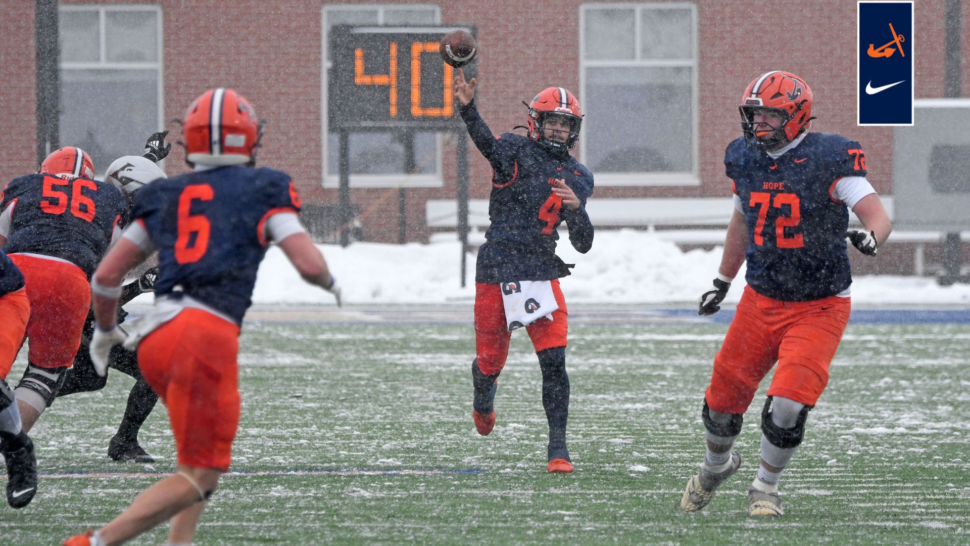 Alex Thole throws the ball upfield.
