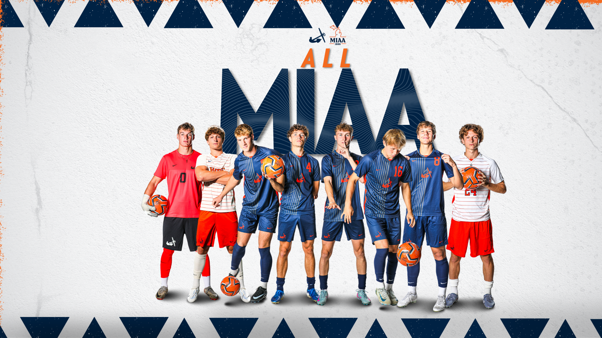 members of the men's soccer team pose for a portrait