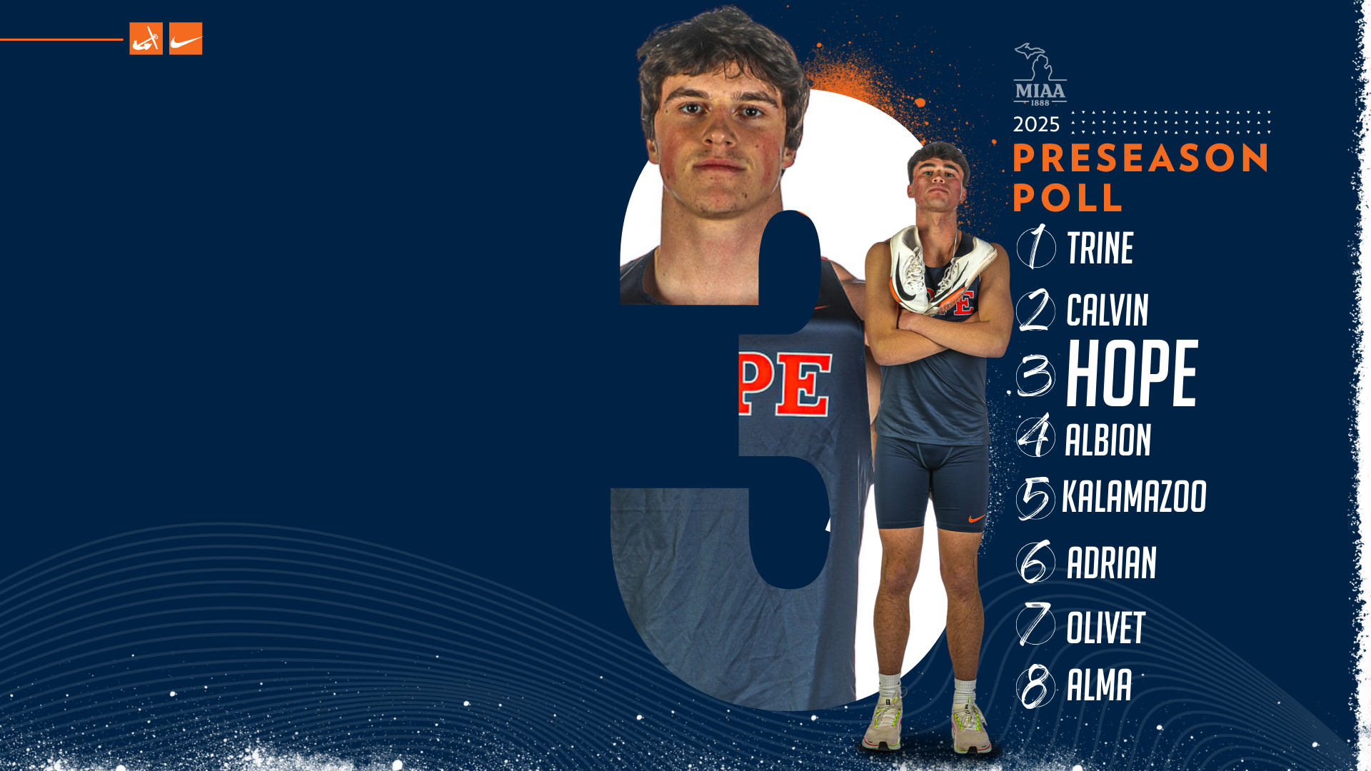 Two Hope men's track and field student-athletes pose for portraits.