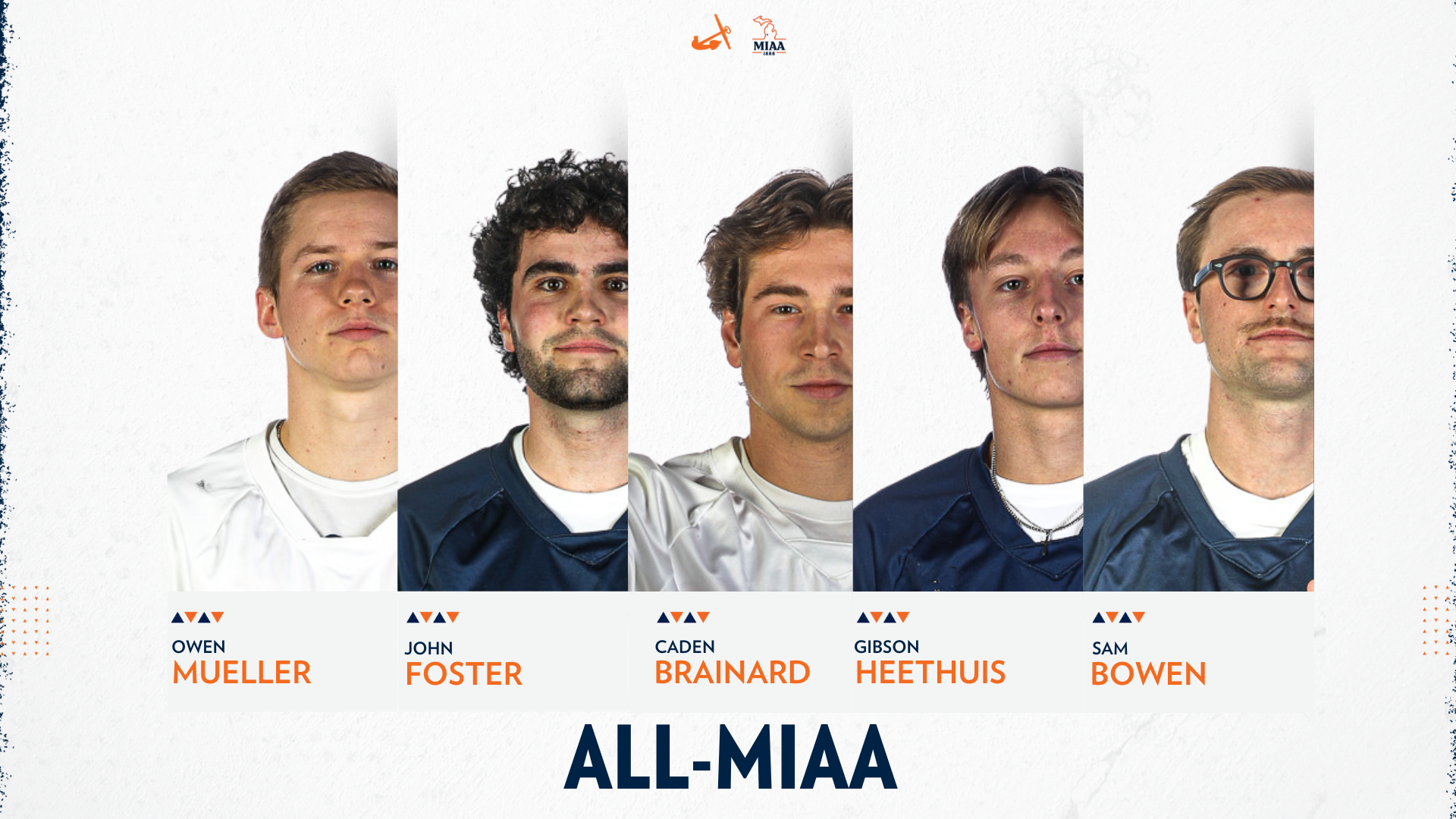 Five Hope men's lacrosse players pose for portraits