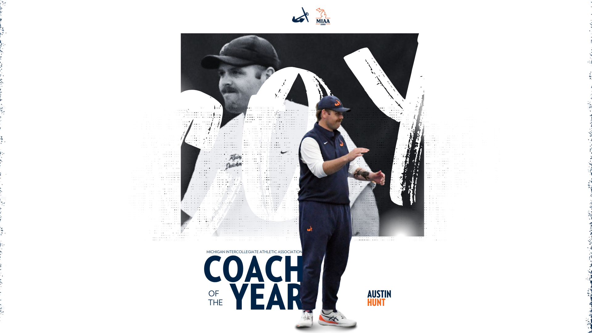 Austin Hunt coaches during a tennis match.