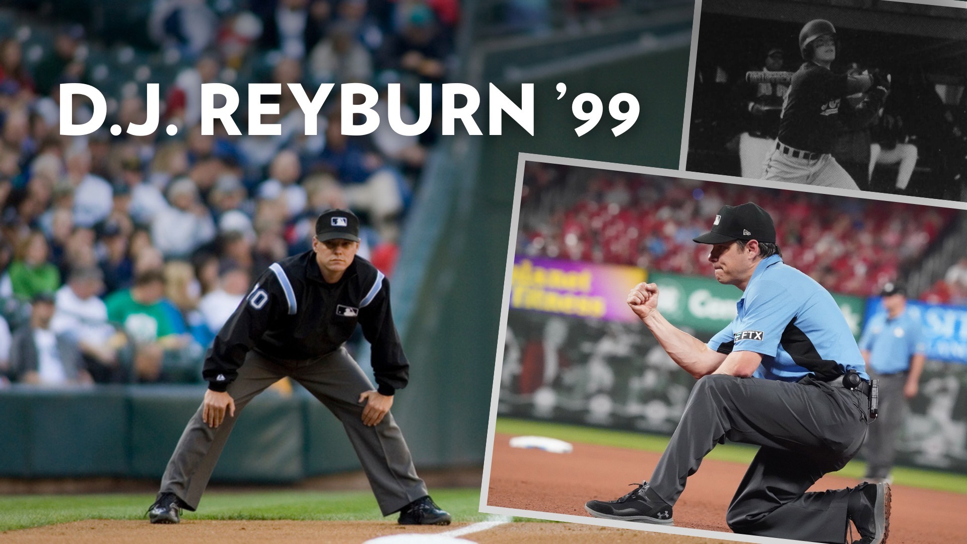 D.J. Reyburn umpires during a baseball game.