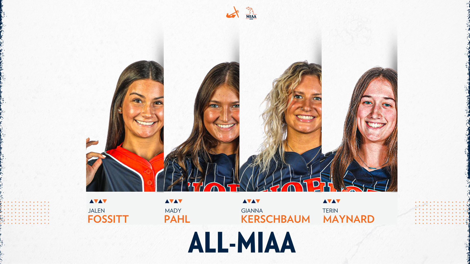 Four Hope softball players pose for portraits.