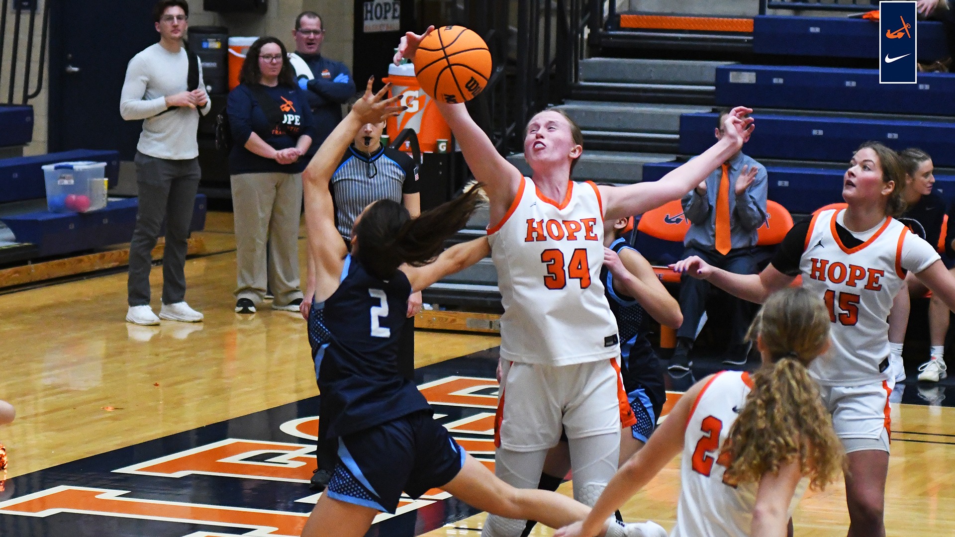 Maddie Petroelje grabs a rebound vs. Saint Mary's
