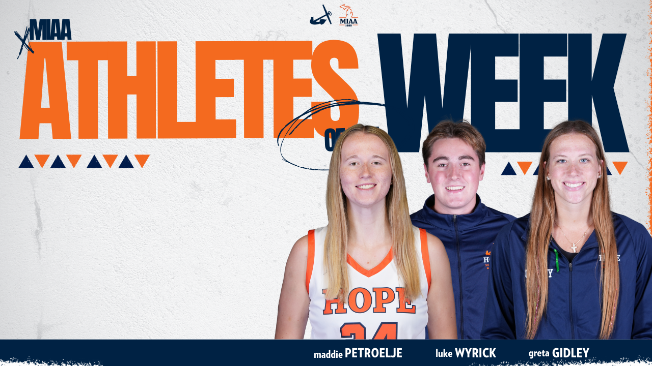 Three Hope student-athletes pose for portraits.