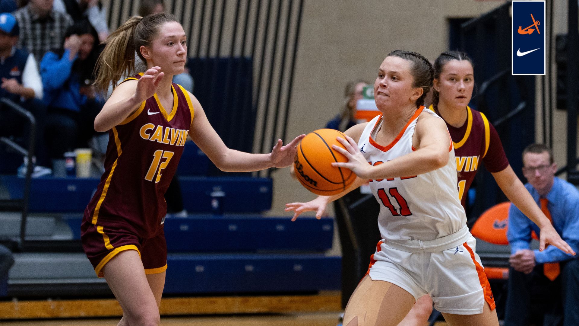 Kasie DeSmit makes a pass vs. Calvin.