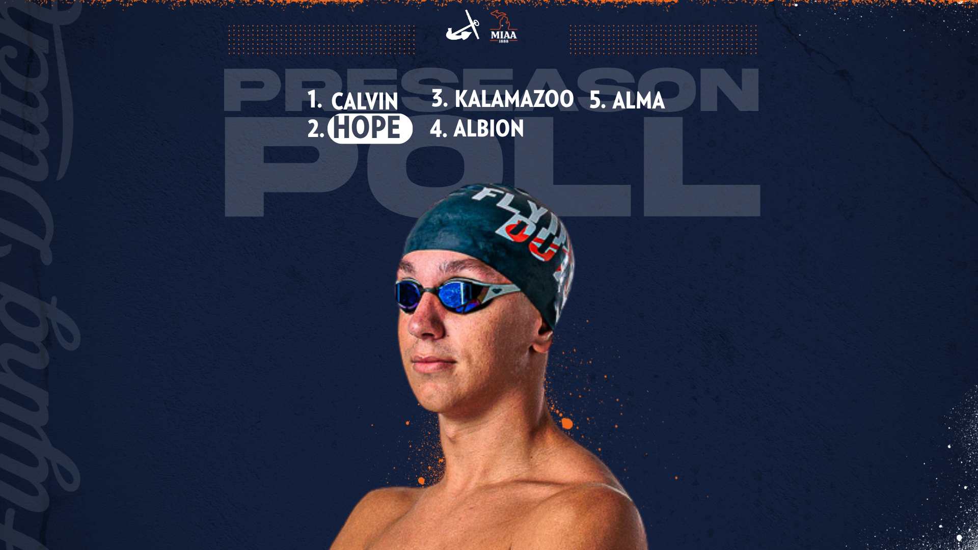A Hope men's swimmer poses for a portrait.