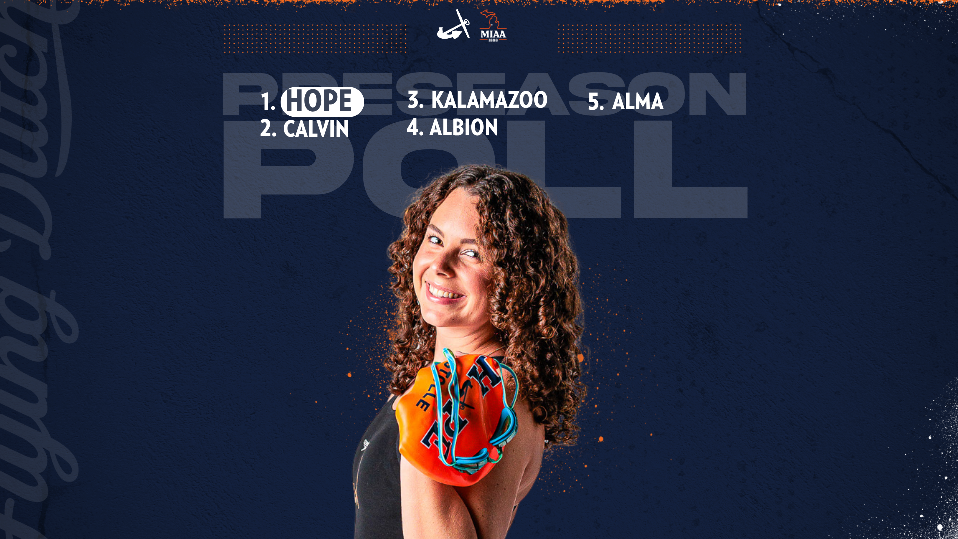 A Hope women's swimmer poses for a portrait.