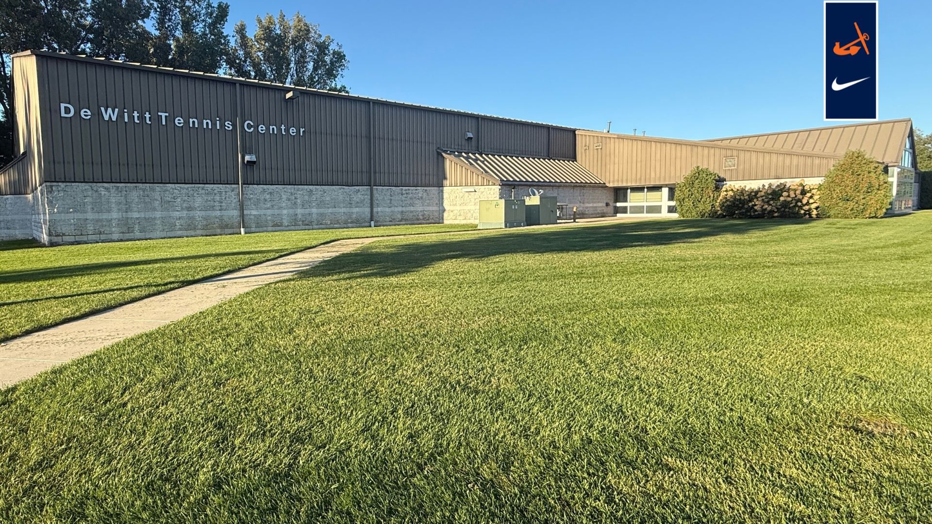 An exterior view of DeWitt Tennis Center.