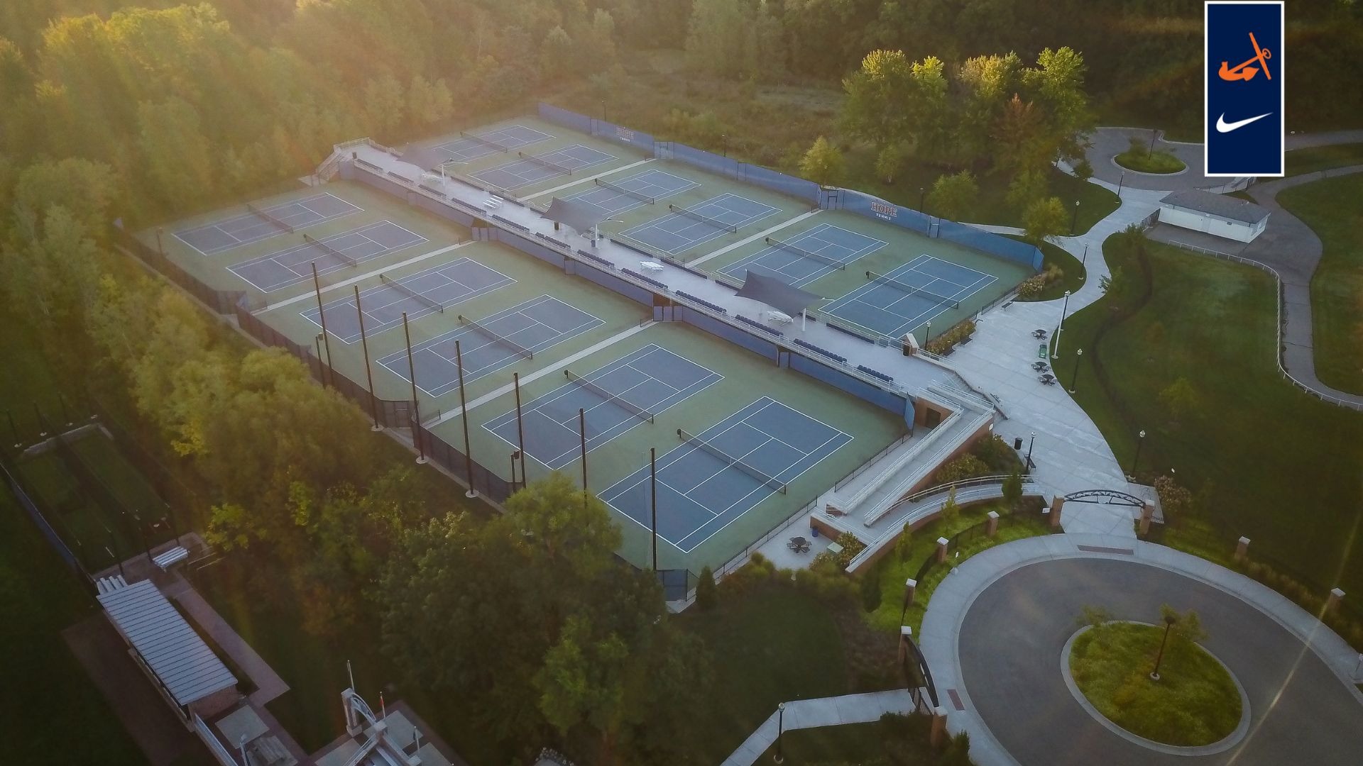 Aerial view of Vande Poel Heeringa Stadium Courts