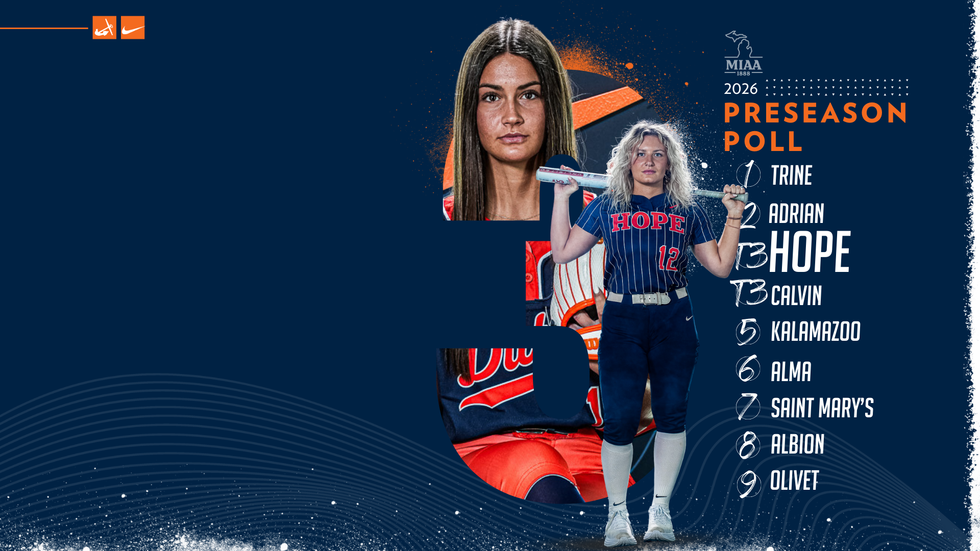 Two Hope softball student-athletes pose for portraits.