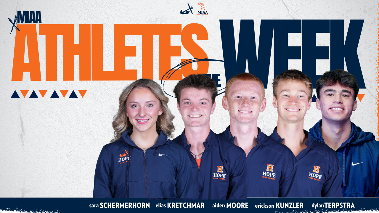 Five Hope track and field athletes pose for portraits.