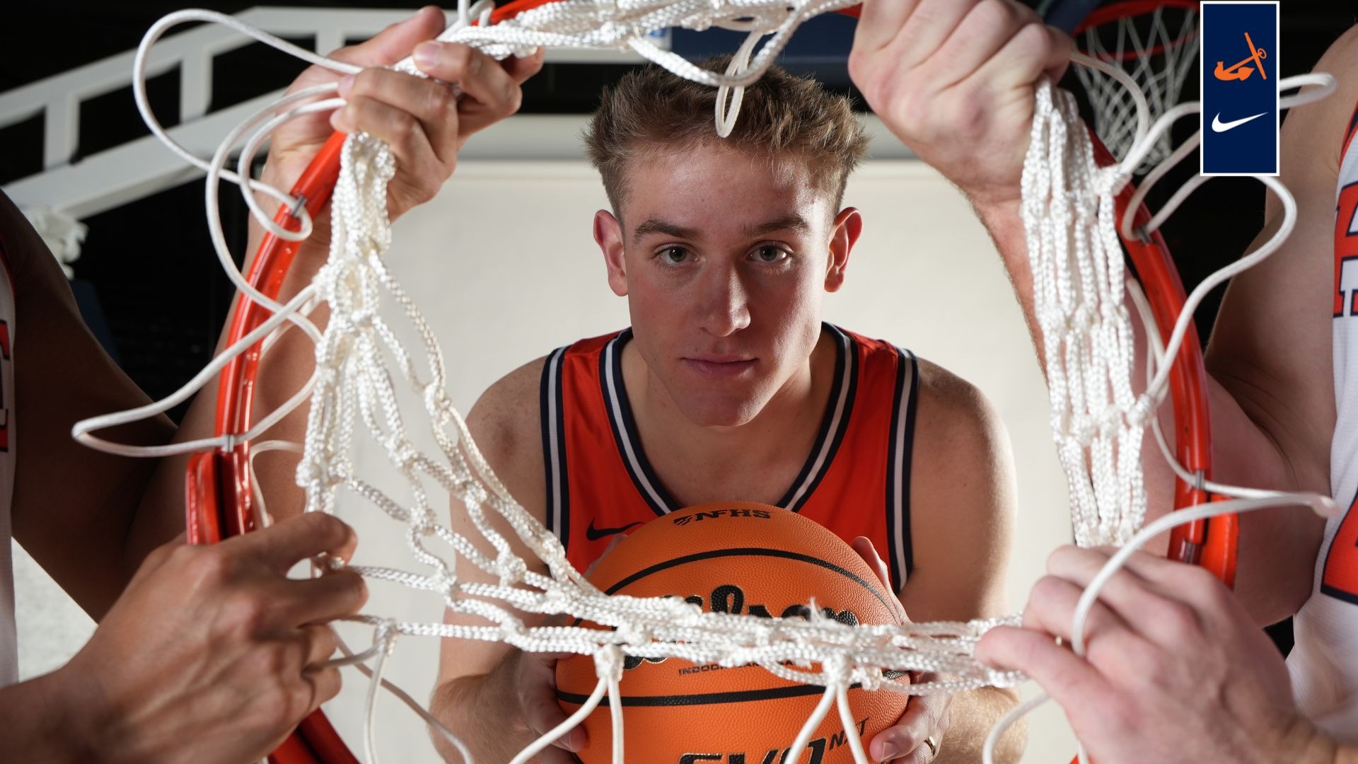 Parker Hovey holds the basket.