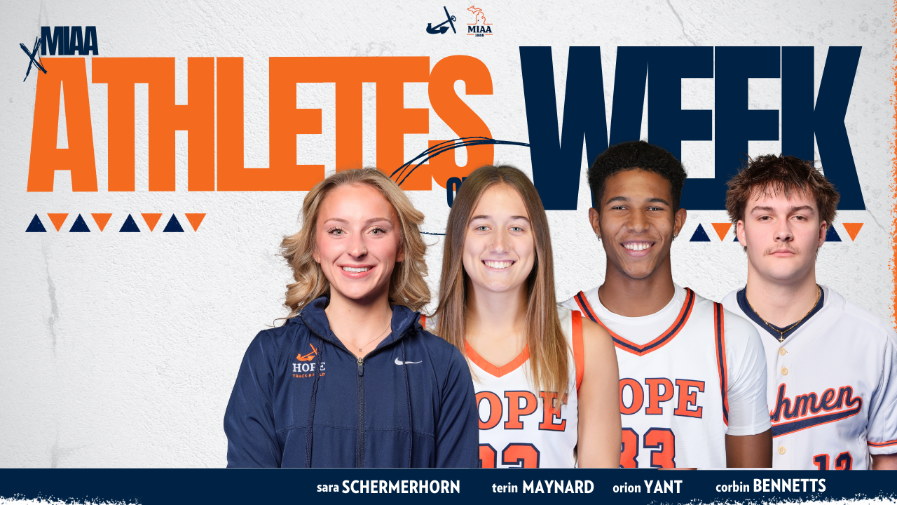 Four Hope student-athletes pose for portraits.