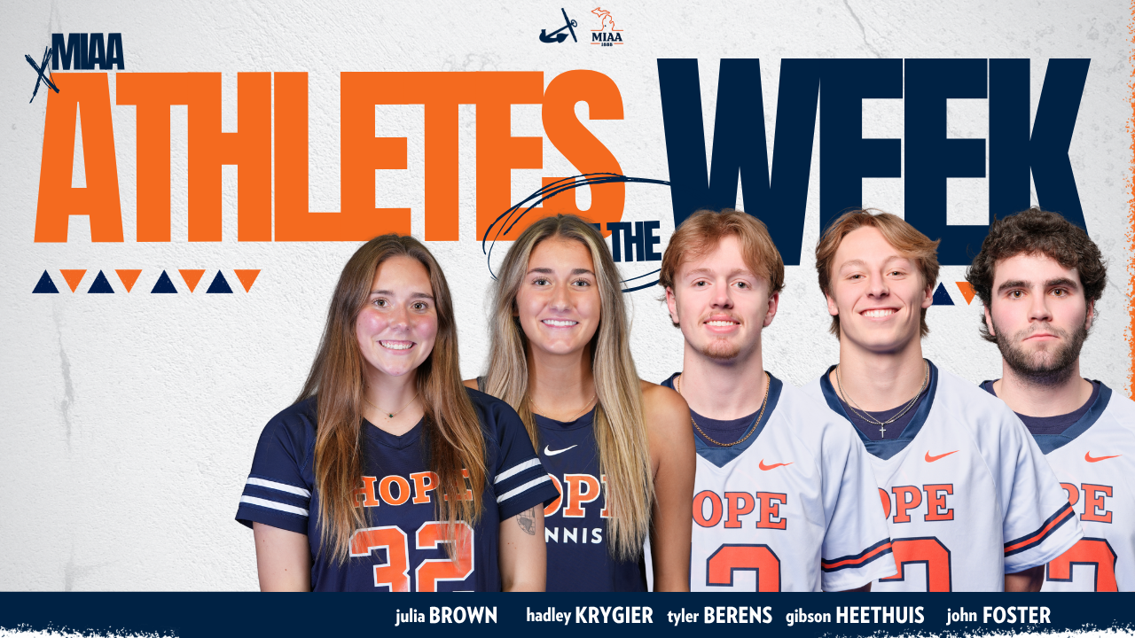 Five Hope student-athletes pose for portraits.