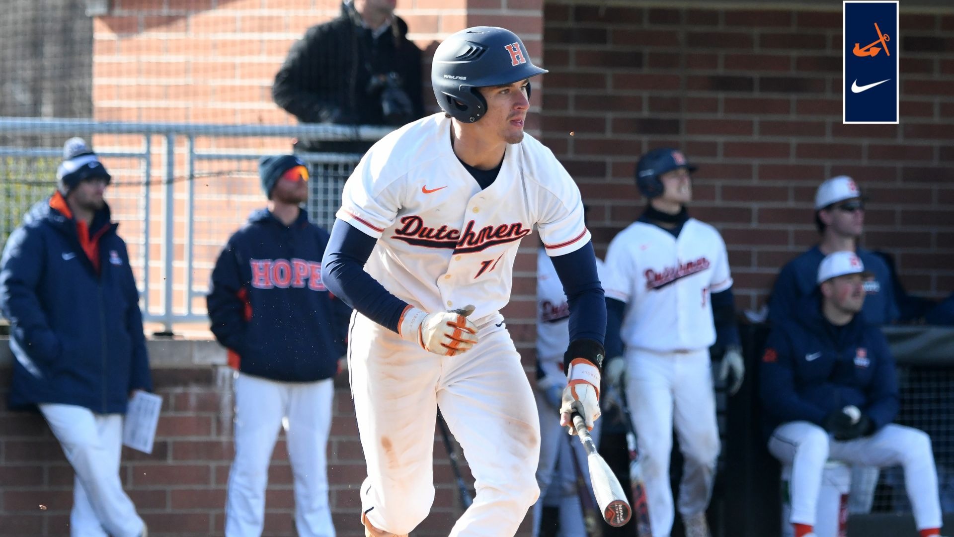 Nick Verduzco runs out of the batter's box after a hit.