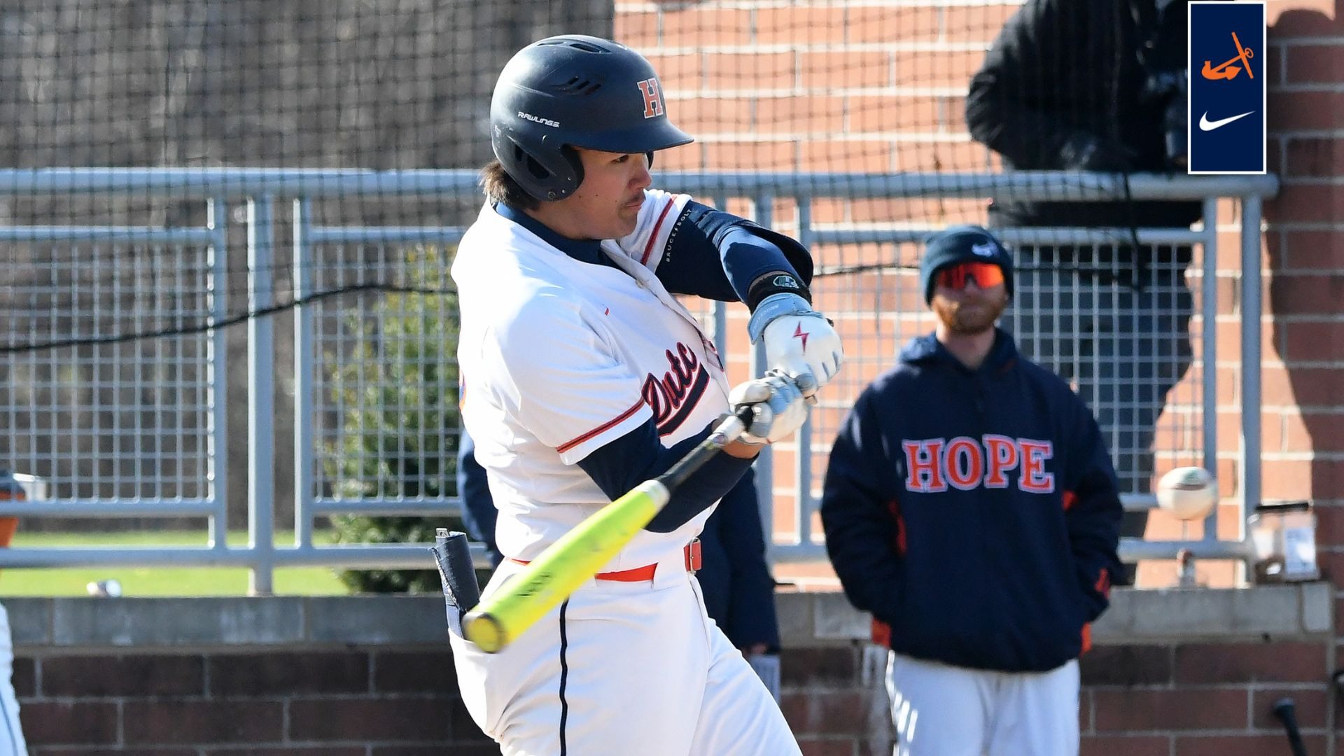 Colton Kinnie swings at a pitcher vs. Olivet