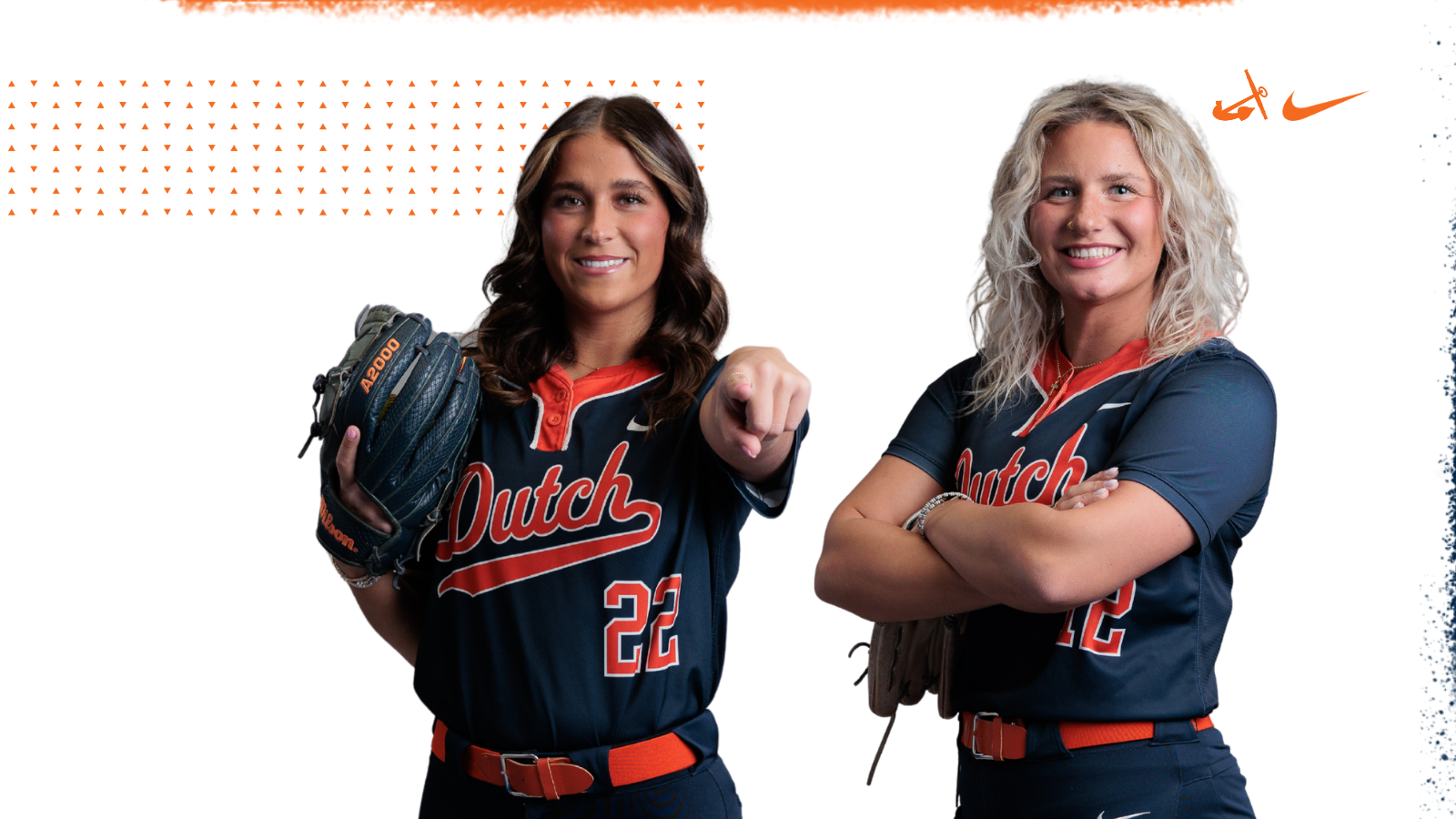 Hailey Mellec and Gianna Kerschbaum pose for portraits.