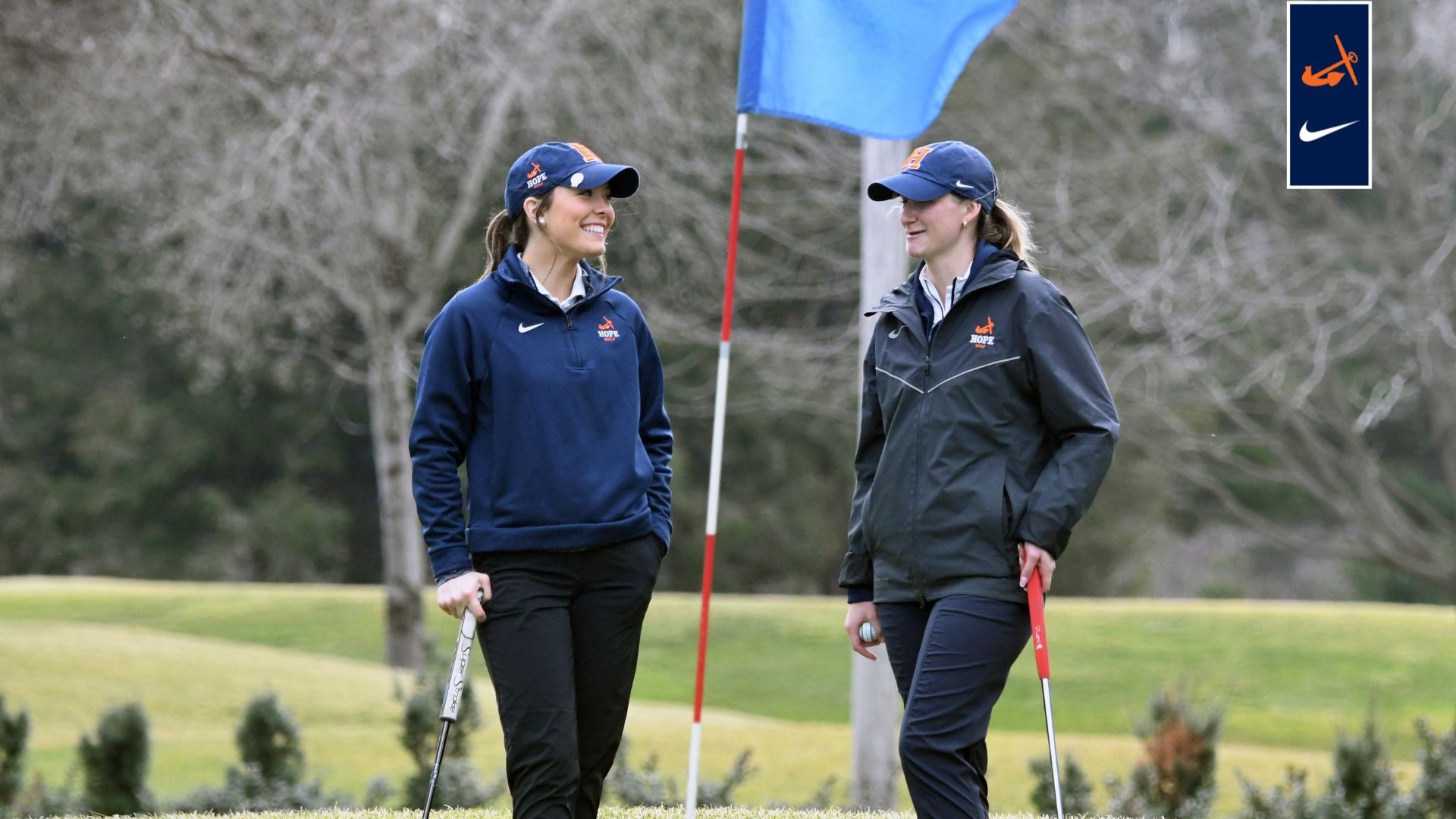 Gabby Hanover and Anelise Gatti chat on the course.