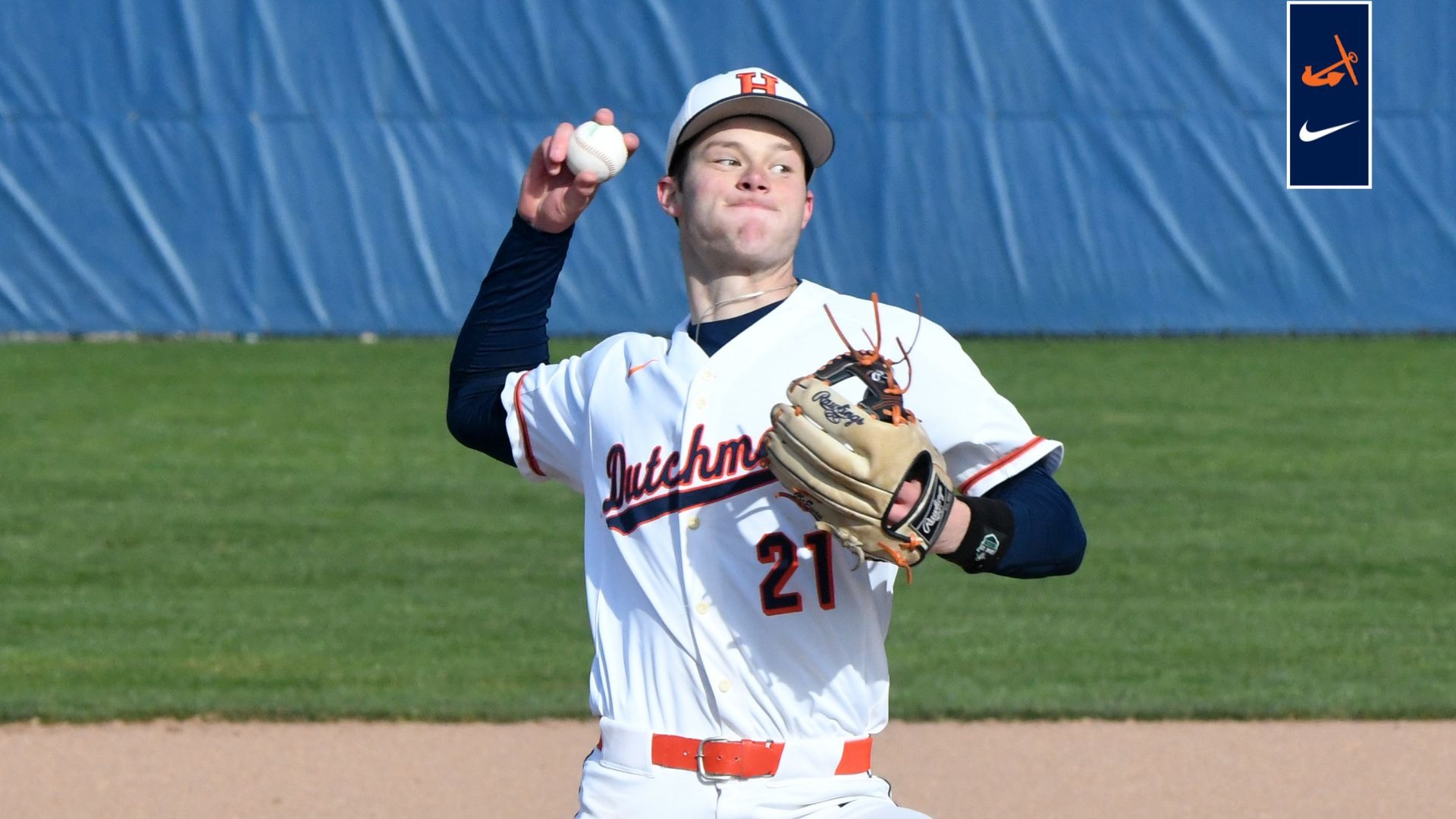 Avery McEwen throws the pitch to the plate during a baseball game.