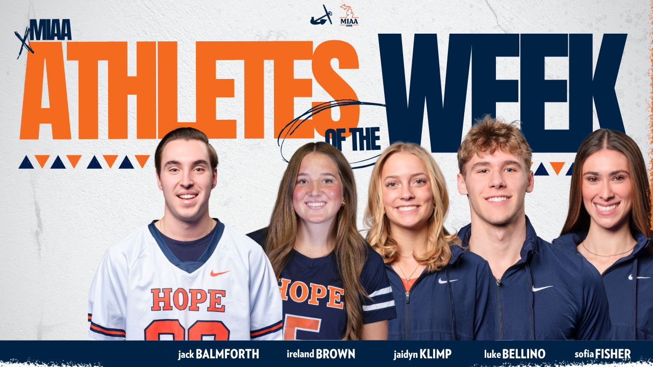 Five Hope student-athletes pose for portraits.