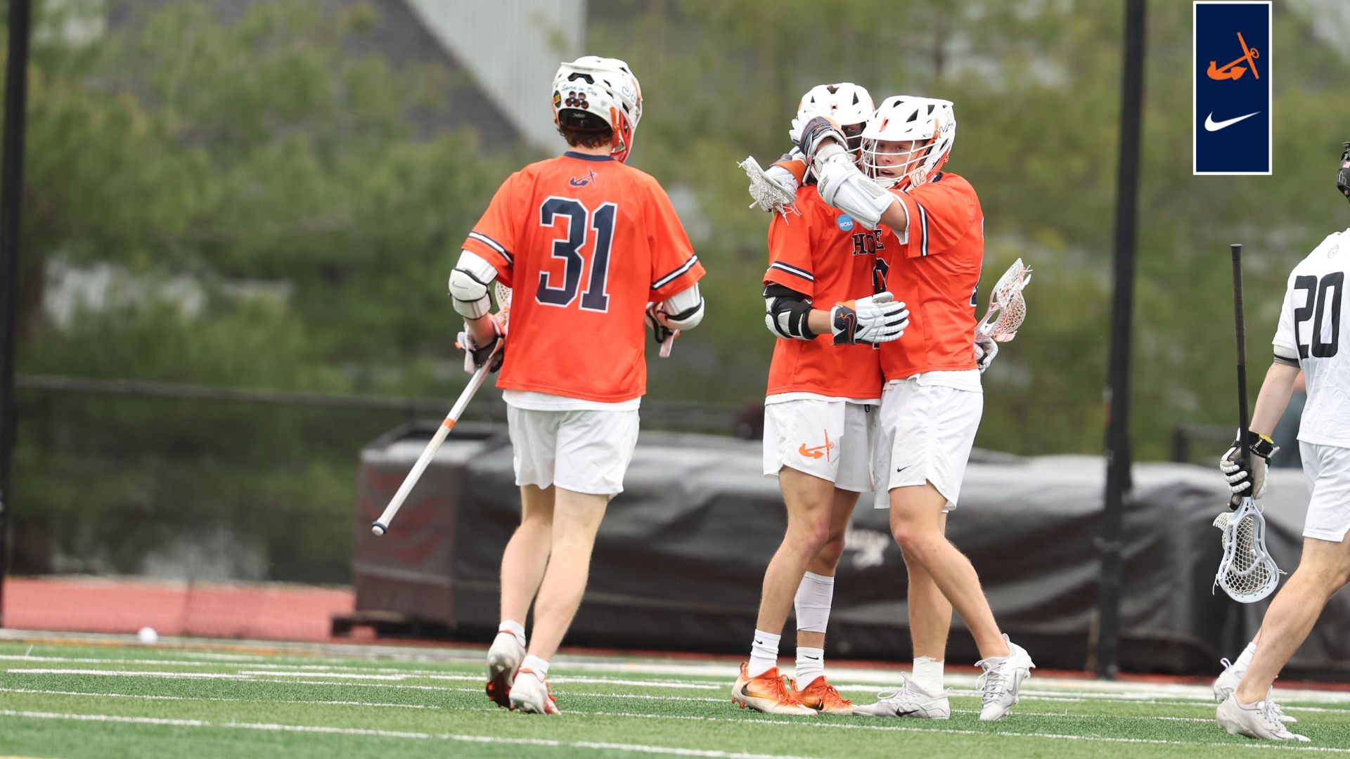 The Flying Dutchmen celebrate after a goal.