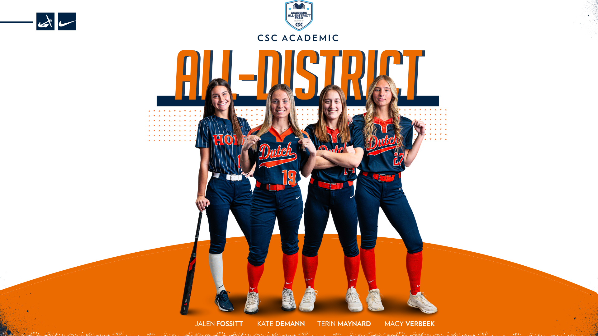 Four Hope softball standouts pose for portraits.