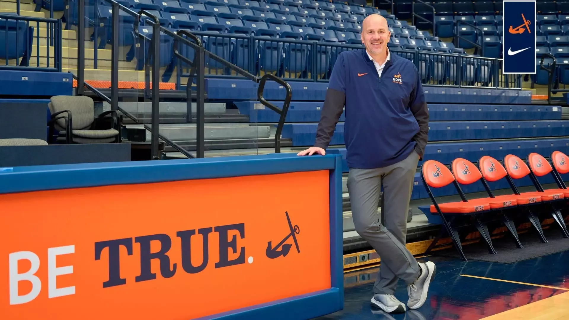 Tim Schoonveld stands inside DeVos Fieldhouse.