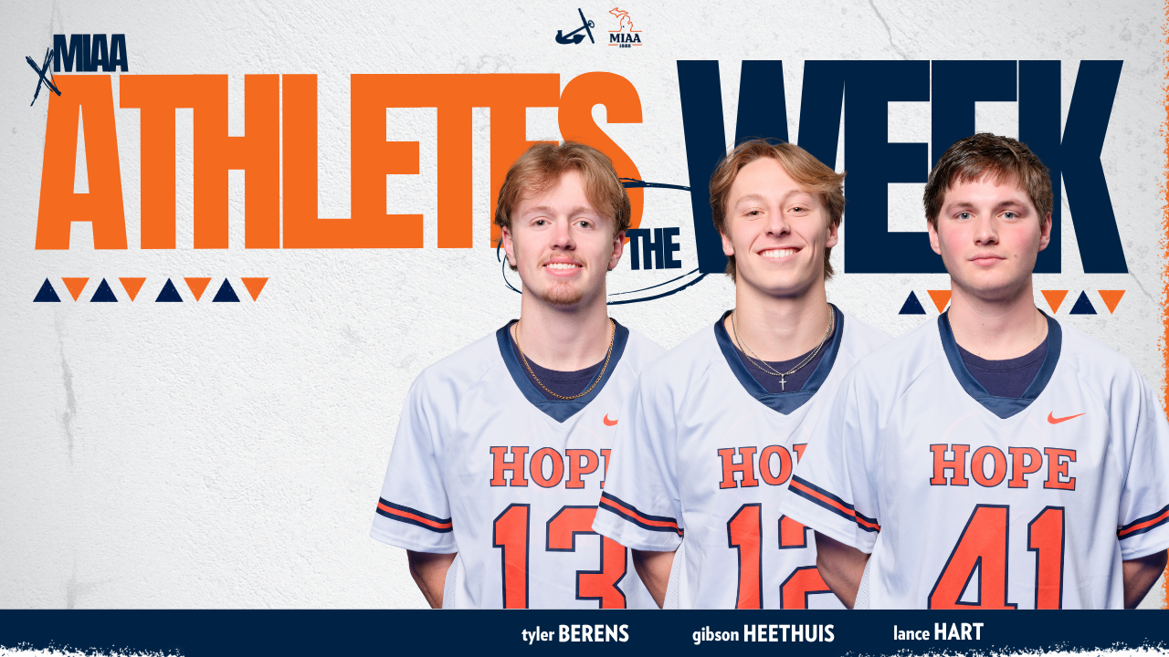 Three Hope men's lacrosse standouts pose for portraits.