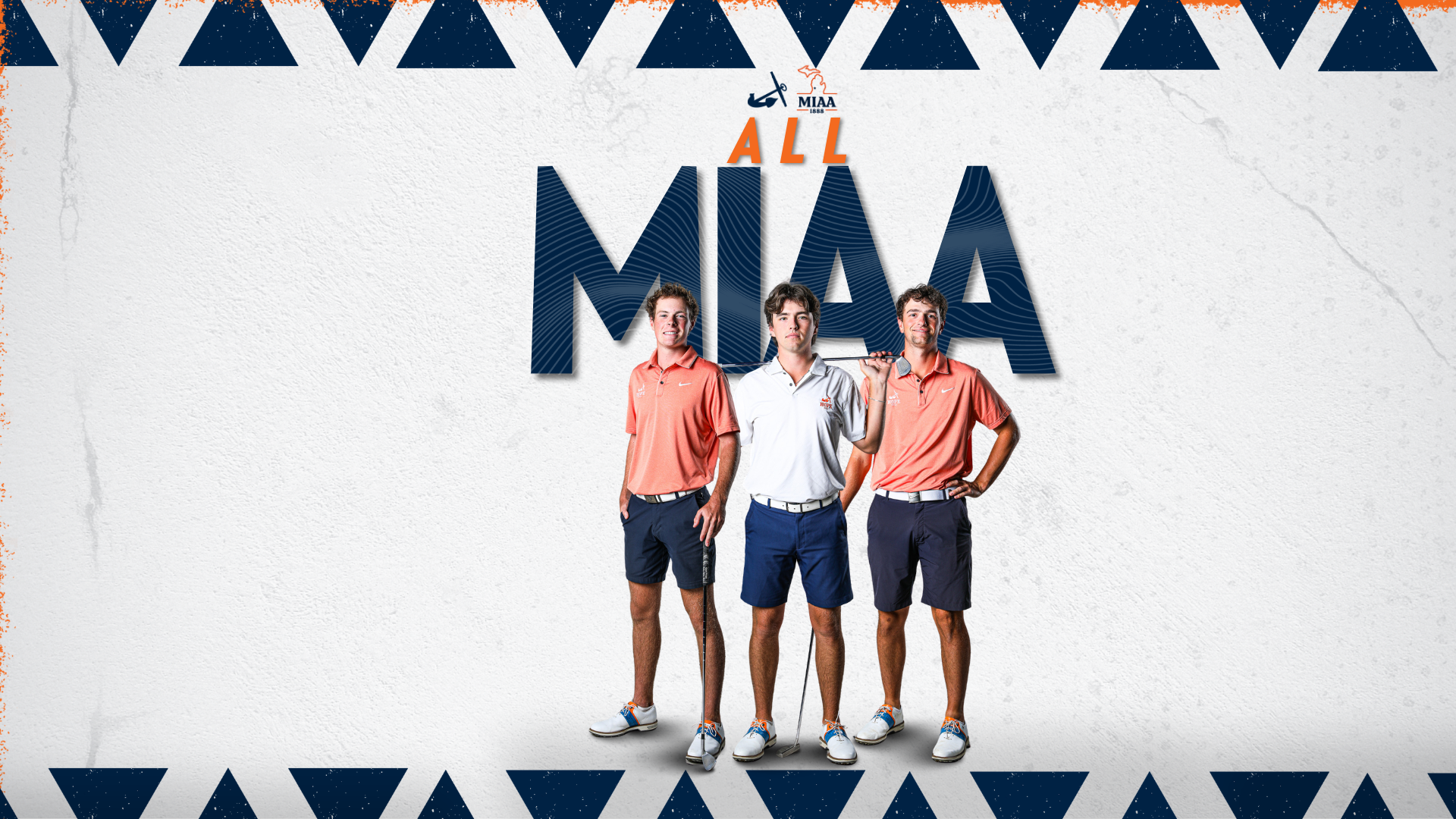 Golfers LIam Casey, Klay Redman and Will Thomas pose for portraits.