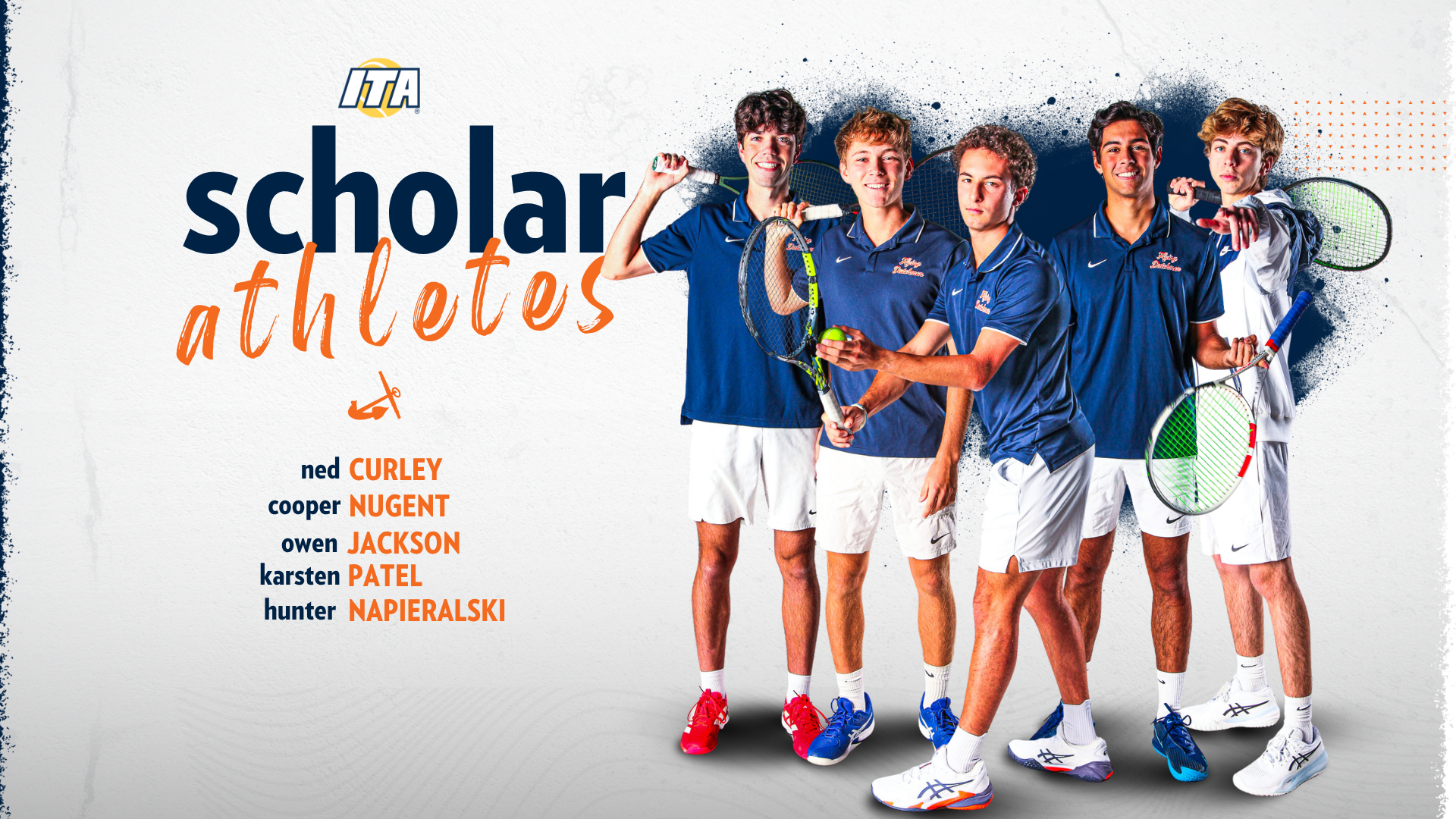 Five Hope men's student-athletes pose for portraits.
