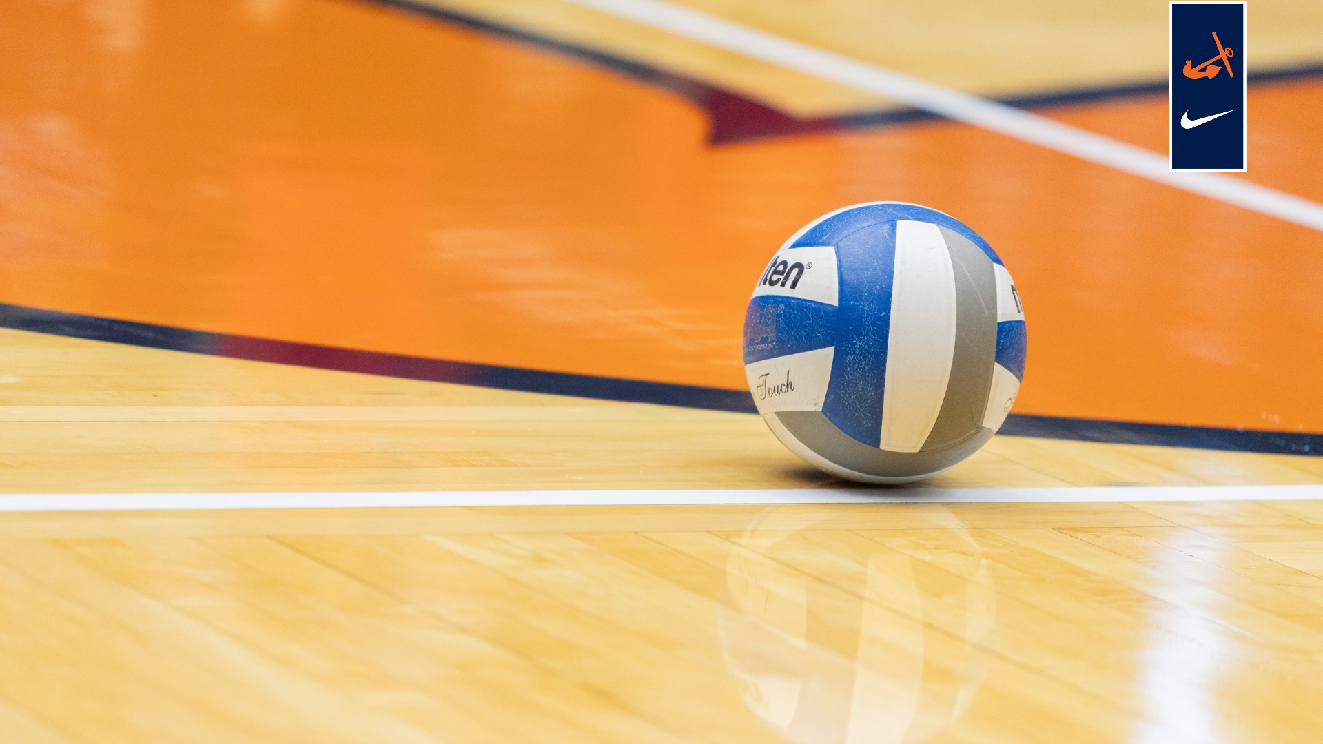 a volleyball sits on the court