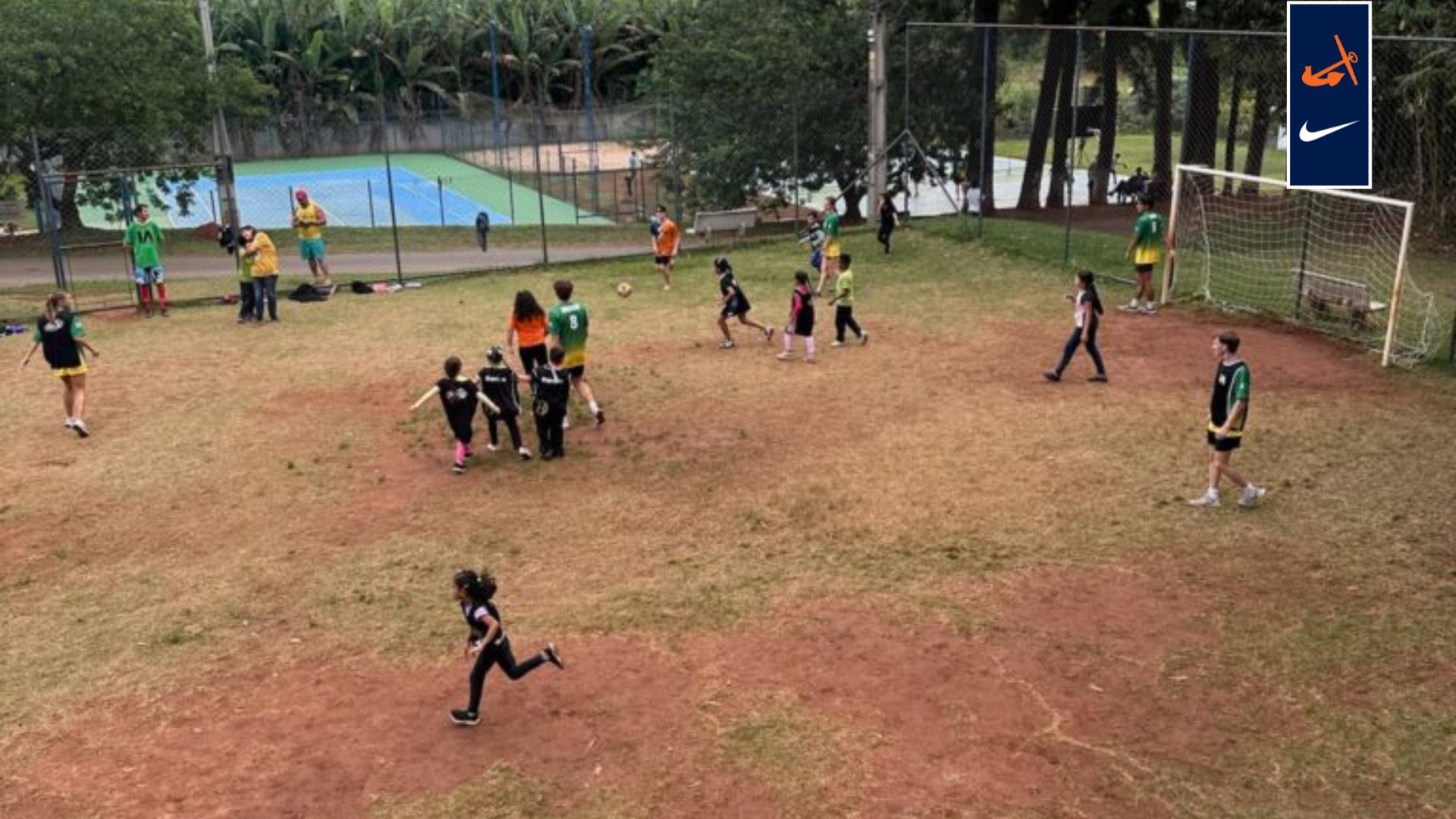Youth play soccer during a HOPE SEED trip.