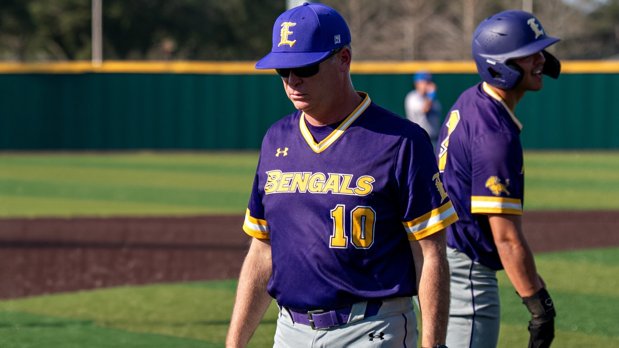 Jeff Willis walks back to the home dugout during a game.