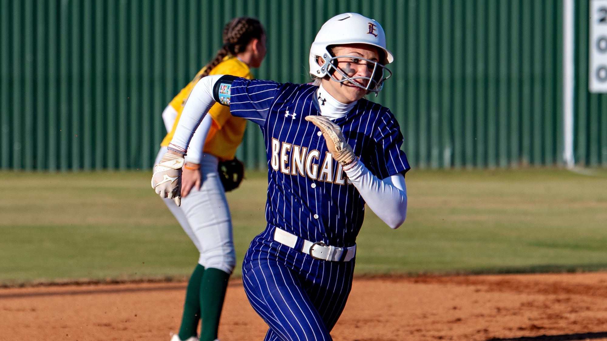 Mylie Elsensohn legs out a triple vs. Bishop State CC.