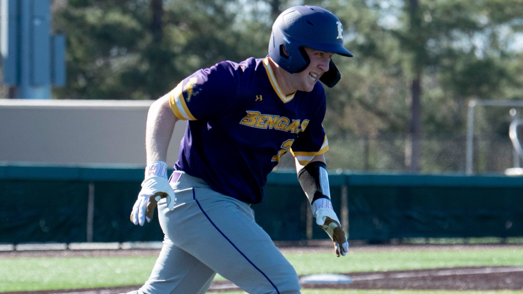 Andrew Clapinski runs to first base against National Park