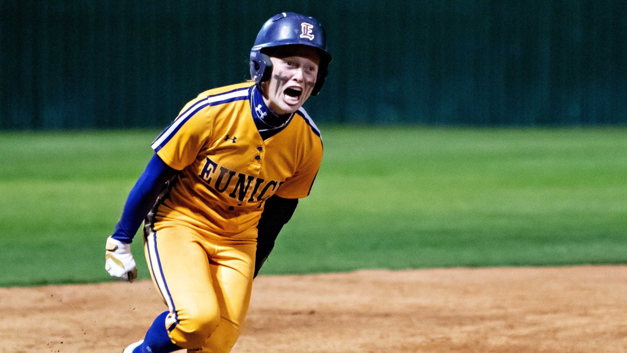 Payton Prince rounds third base after hitting a home run vs. Trinity Valley.