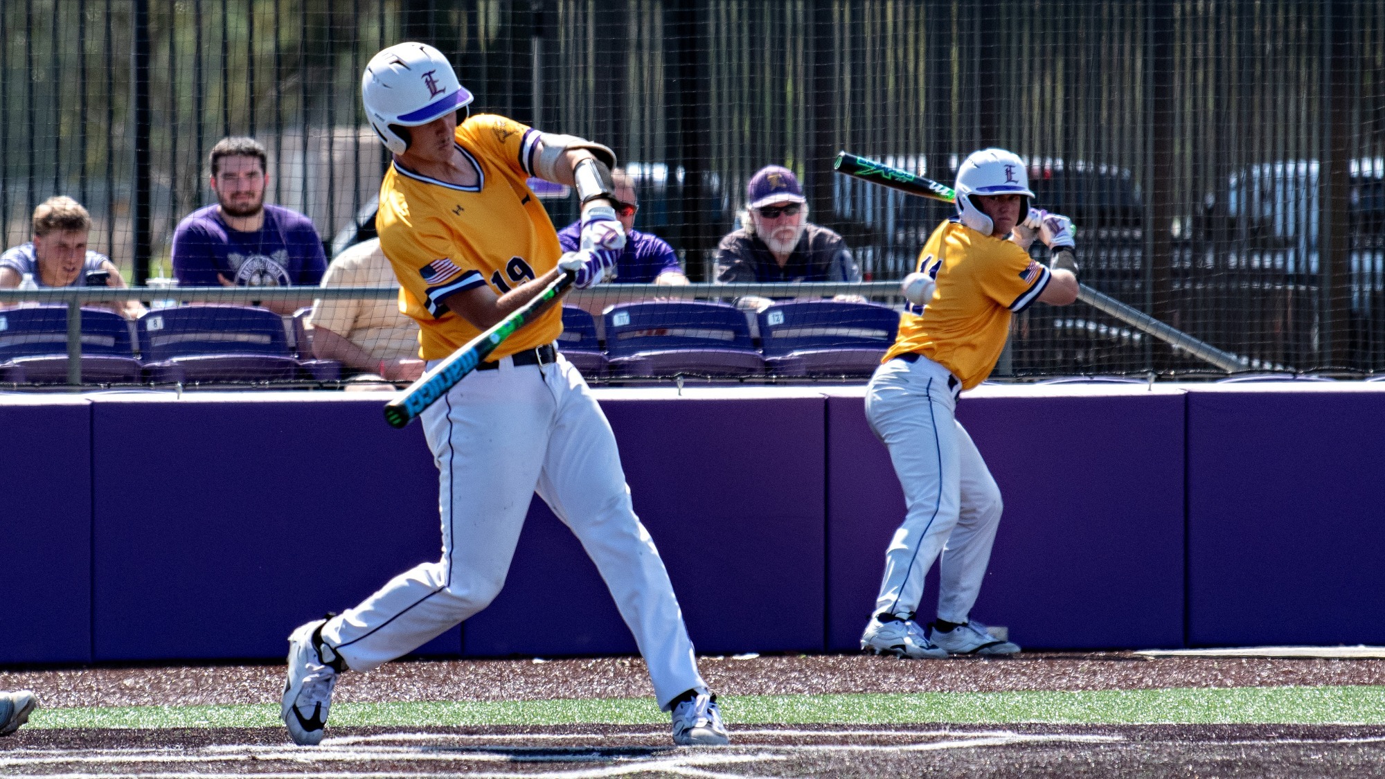 Marshall Louque hits a two-run home run against SE Arkansas.