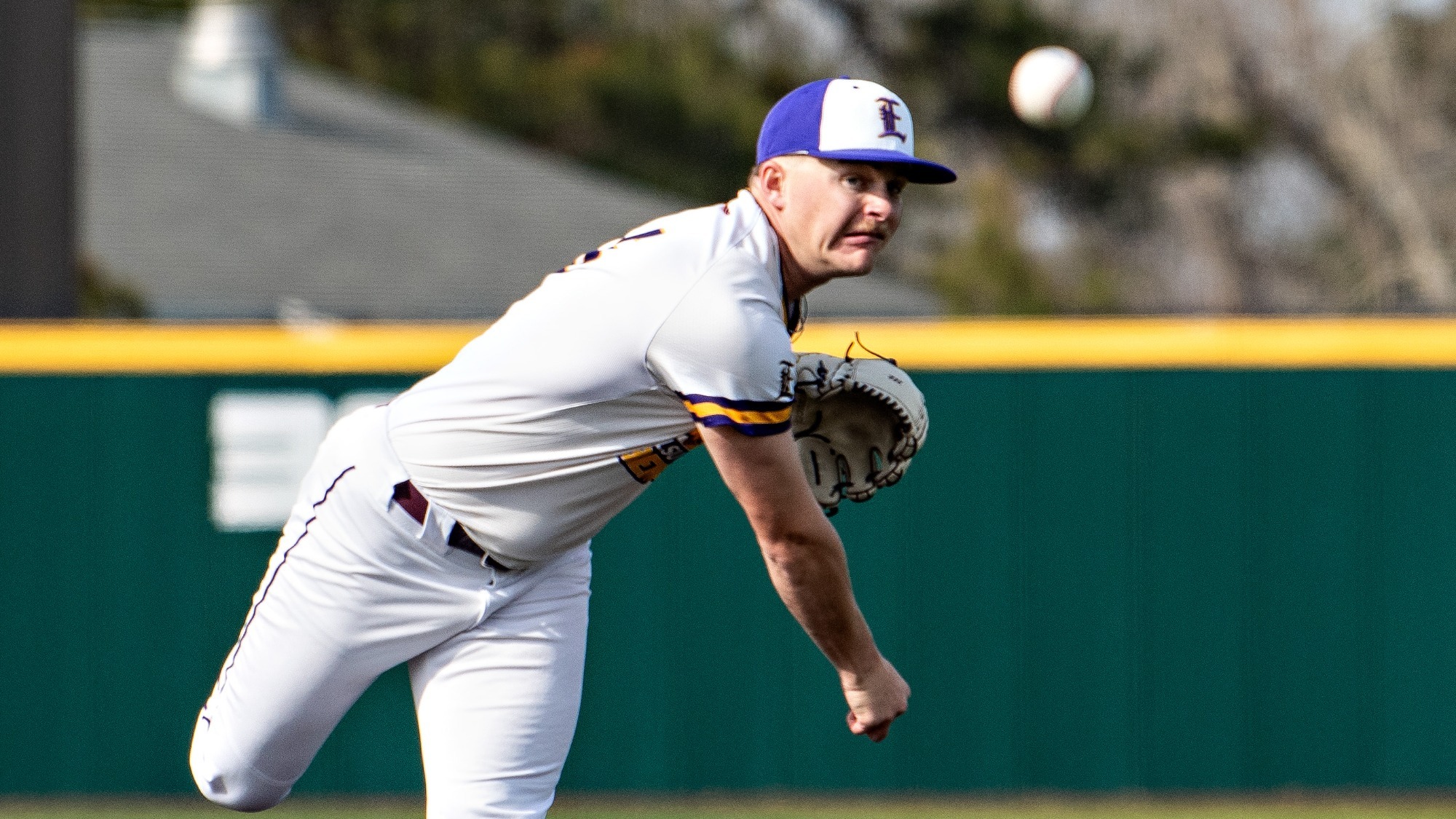 Hudson Spangler throws a pitch during recent action for LSUE Baseball.