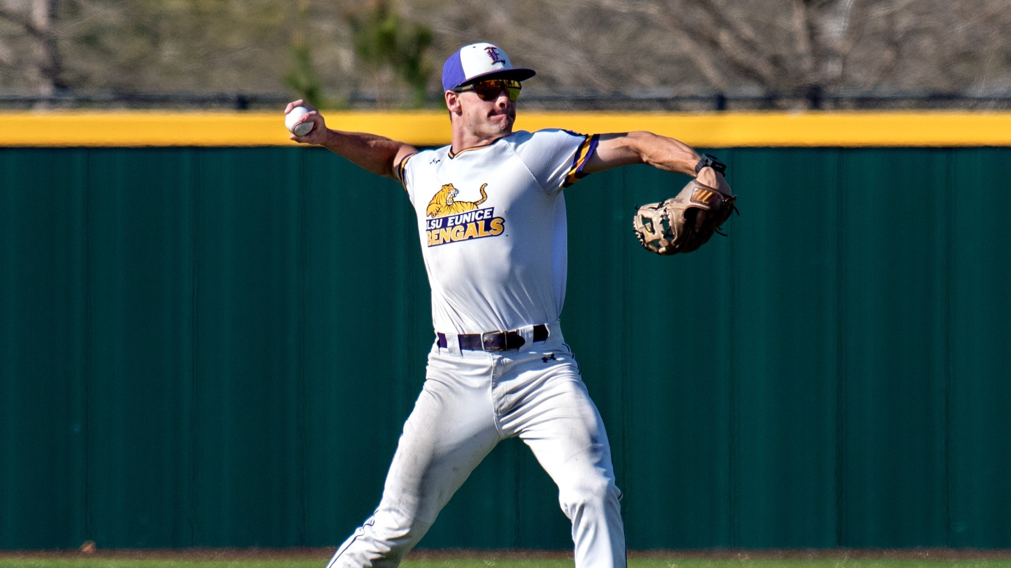 Aidan Mouton makes a throw to first base during a recent home game.