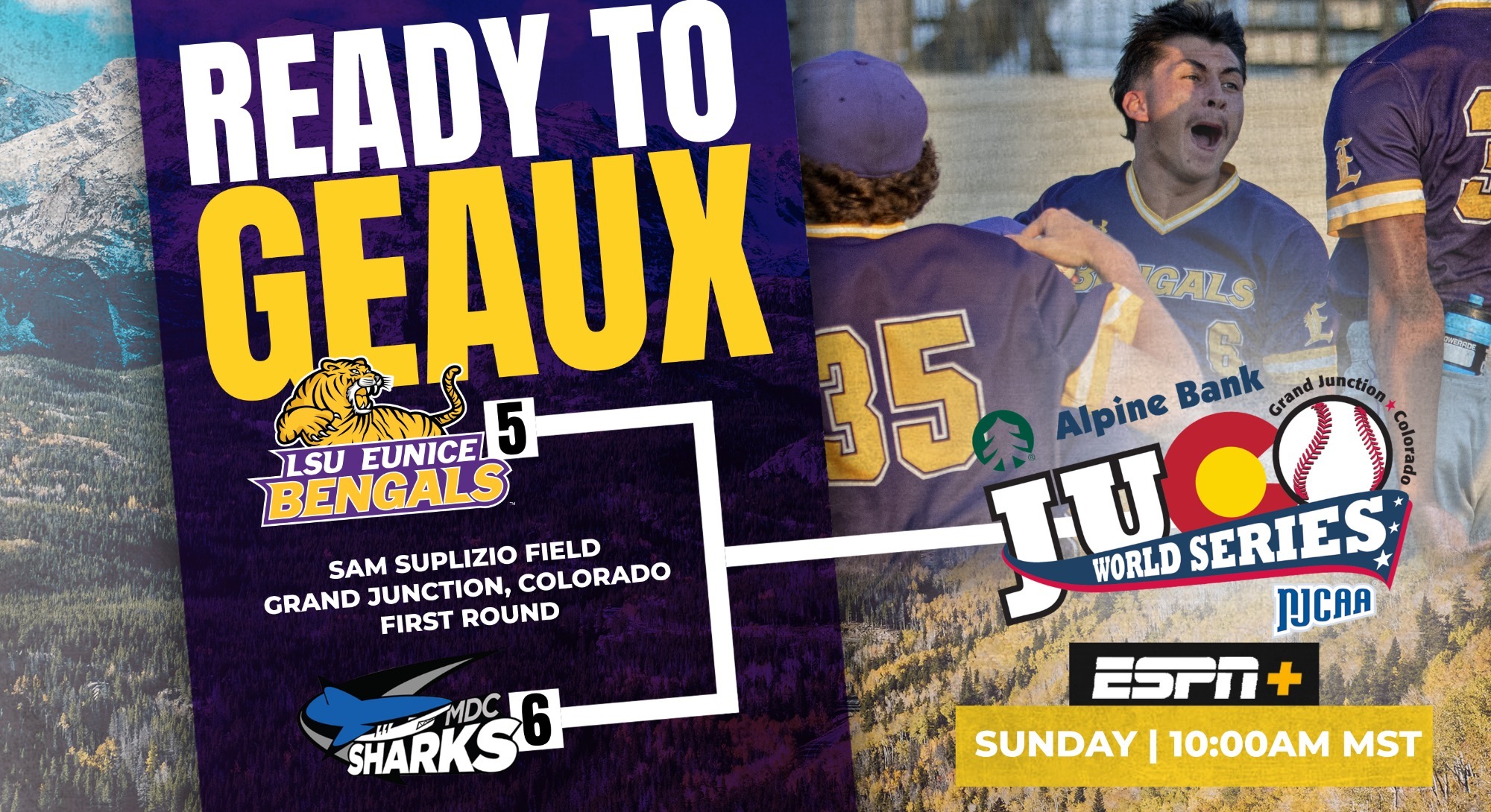 LSU Eunice plays Miami Dade in the first round of the JUCO World Series.