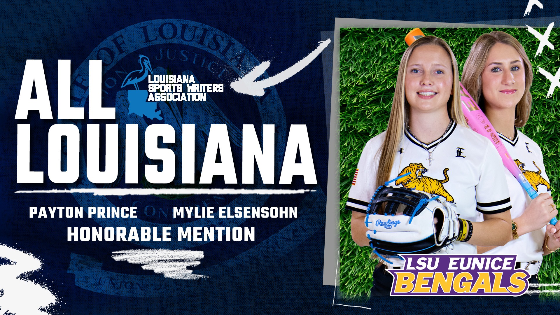 Payton Prince and Mylie Elsensohn are named Honorable Mention to the 2026 LSWA All-Louisiana Softball Team