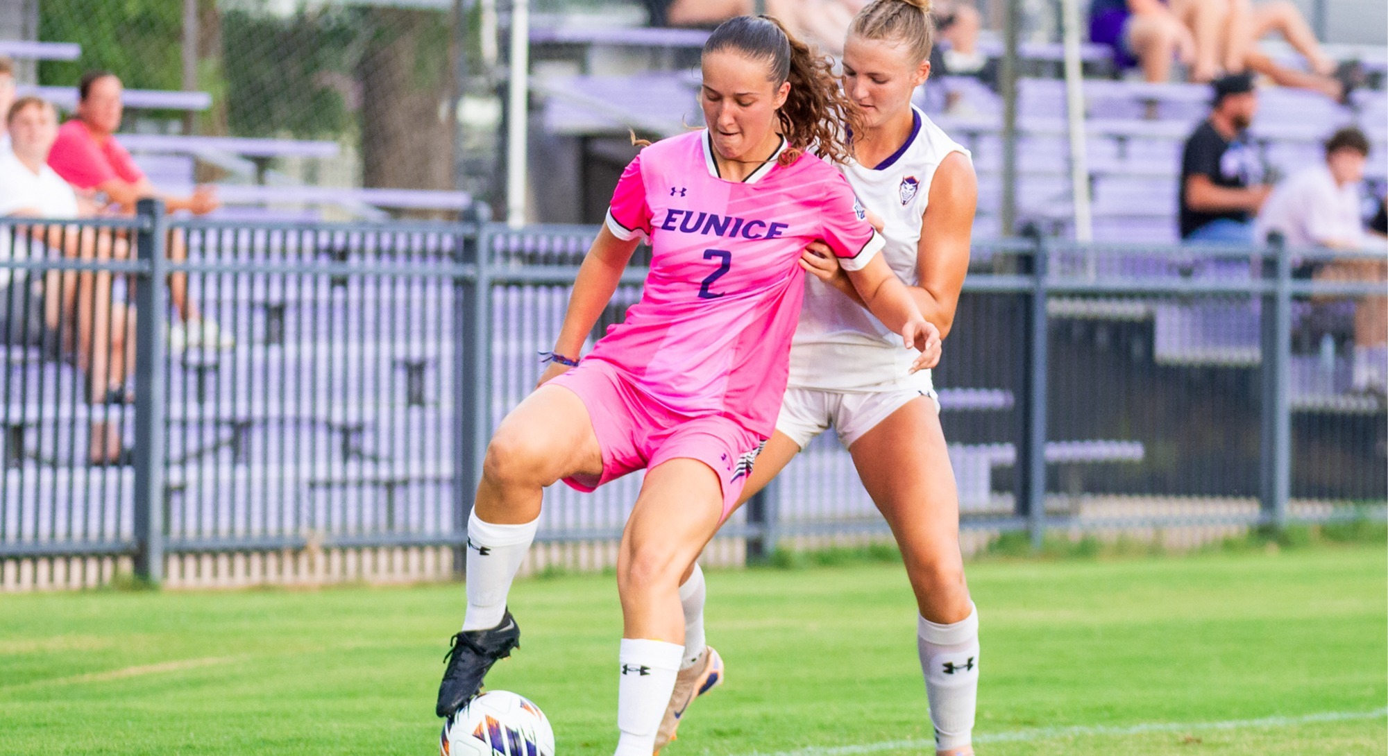 Lucie Quivron holds the ball during a preseason game for LSU Eunice.