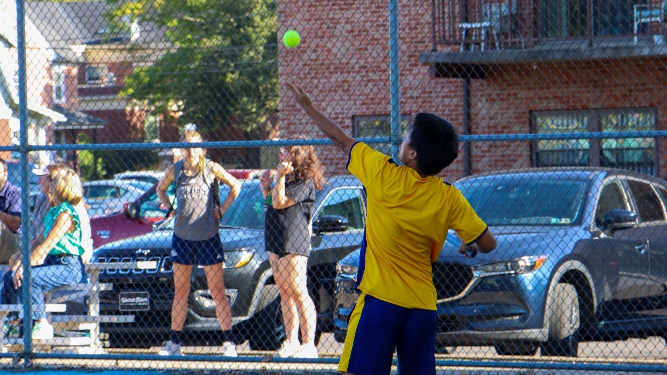 Josh Neidert won his singles and doubles match in a win over Misercordia