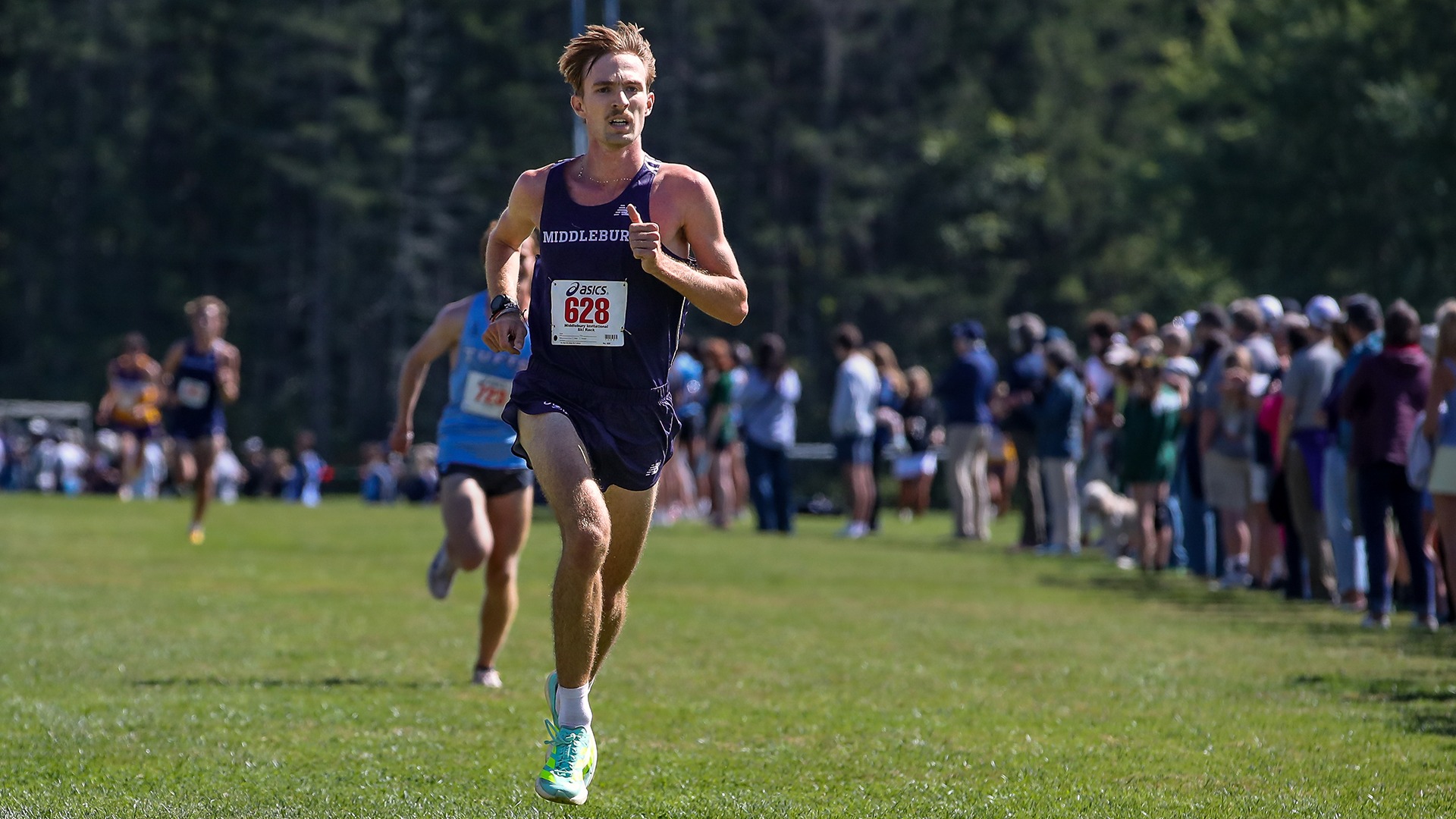 Ian Larkin nears the finish line during the 2026 Aldrich Invitational.