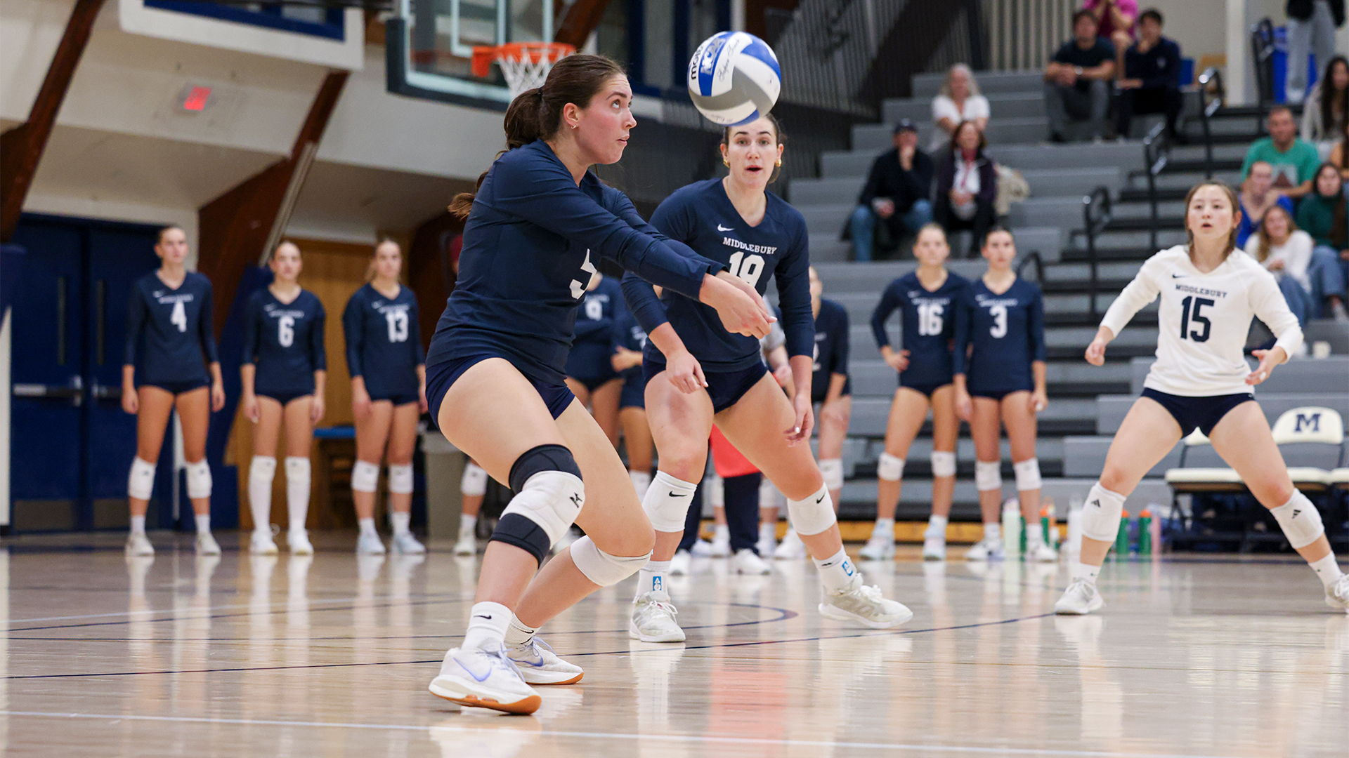 Chloe Cunniffe in action during Middlebury's match against Tufts.