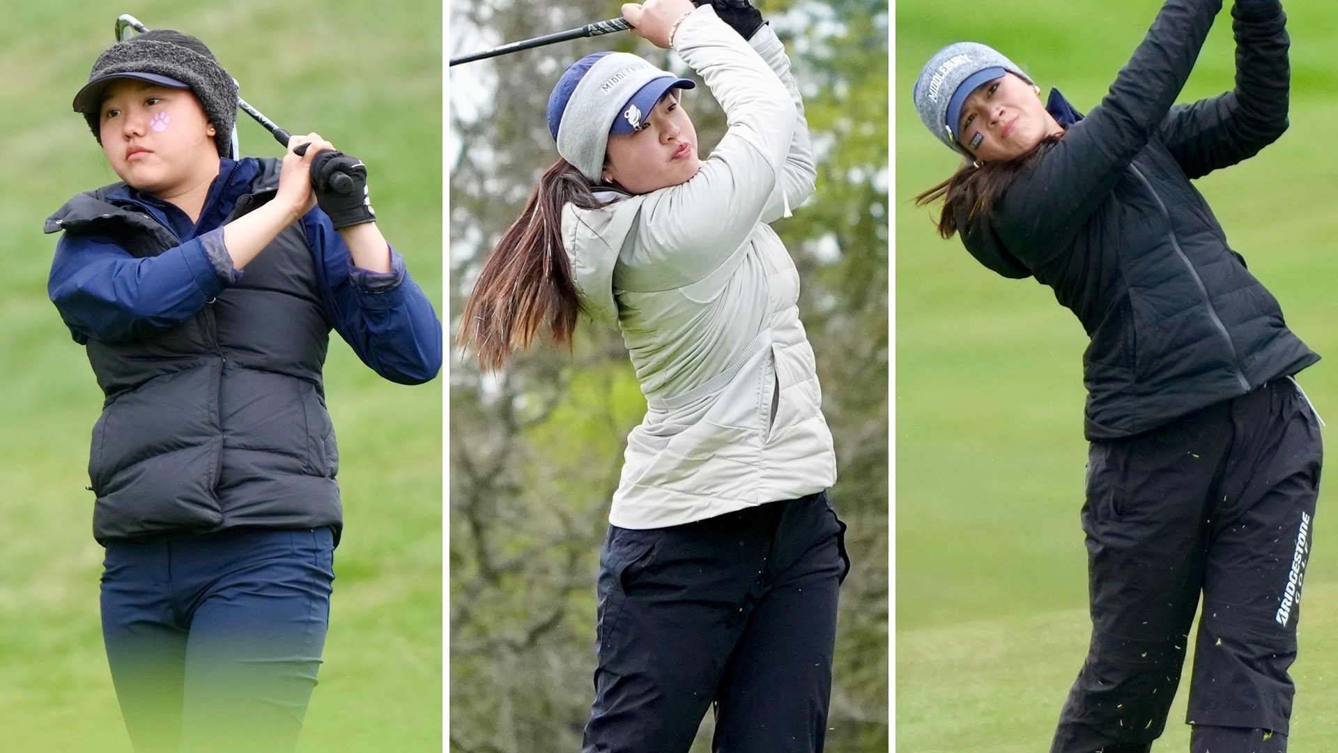 Season Wei, Ella Han and Morgan Lee compete at the 2026 NESCAC Championship in Massachusetts.